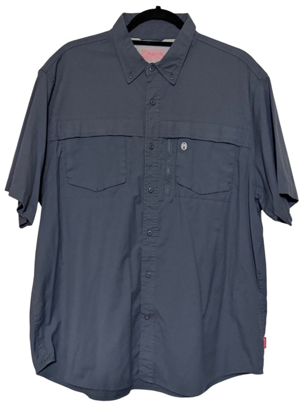 Coleman Men's Short-Sleeve Gray Vented Casual Shirt w/Dual Chest Pockets Size XL